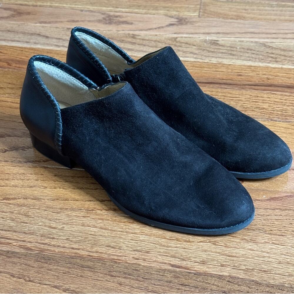 Jack Rogers Sadie Black Leather Suede Ankle Boots Size 10